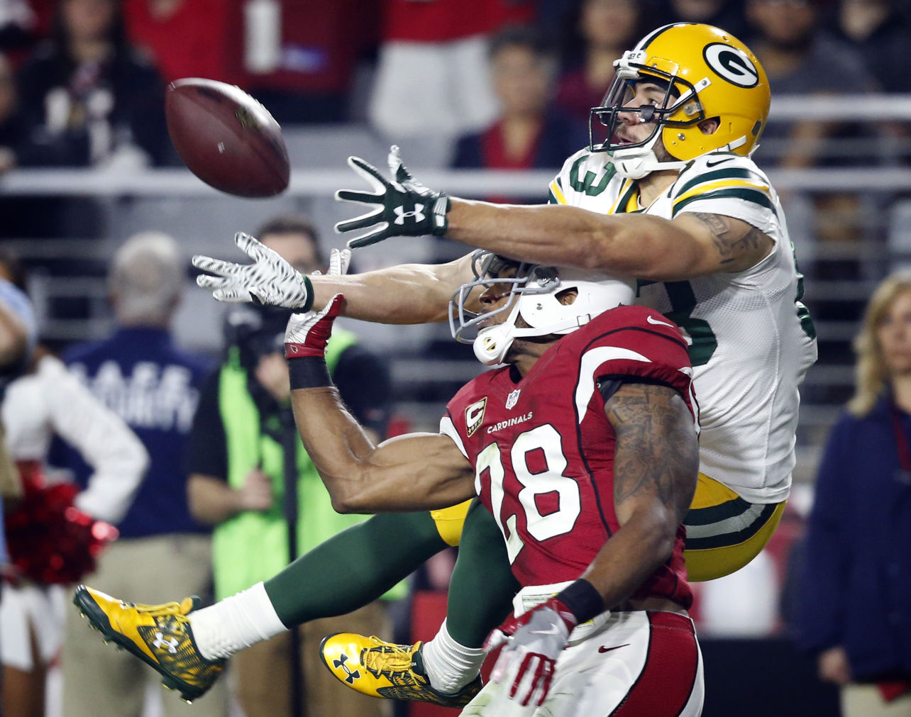 Justin Bethel, Jeff Janis, broken up pass, AP photo
